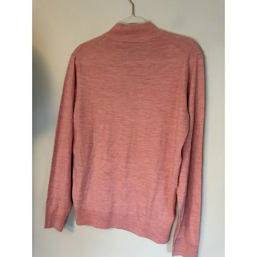 Peter Millar Autumn Crest Suede Trim Wool Quarter Zip Sweater Dusty Rose Mens S